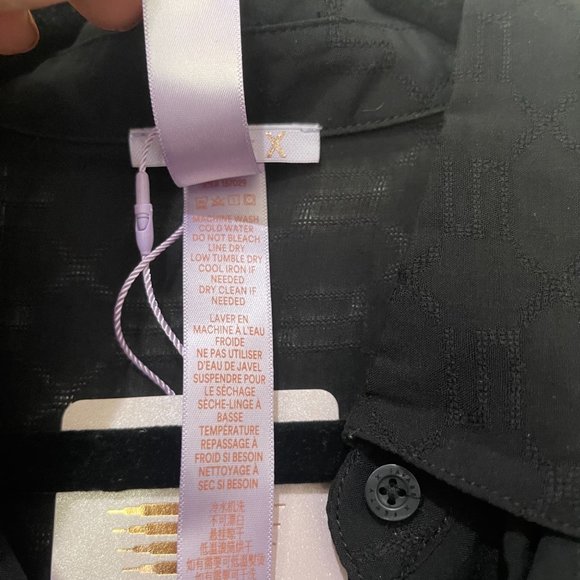 Savage x Fenty Woven Voile Monogram Sleep Crop Shirt with Drawstring - Picture 8 of 9